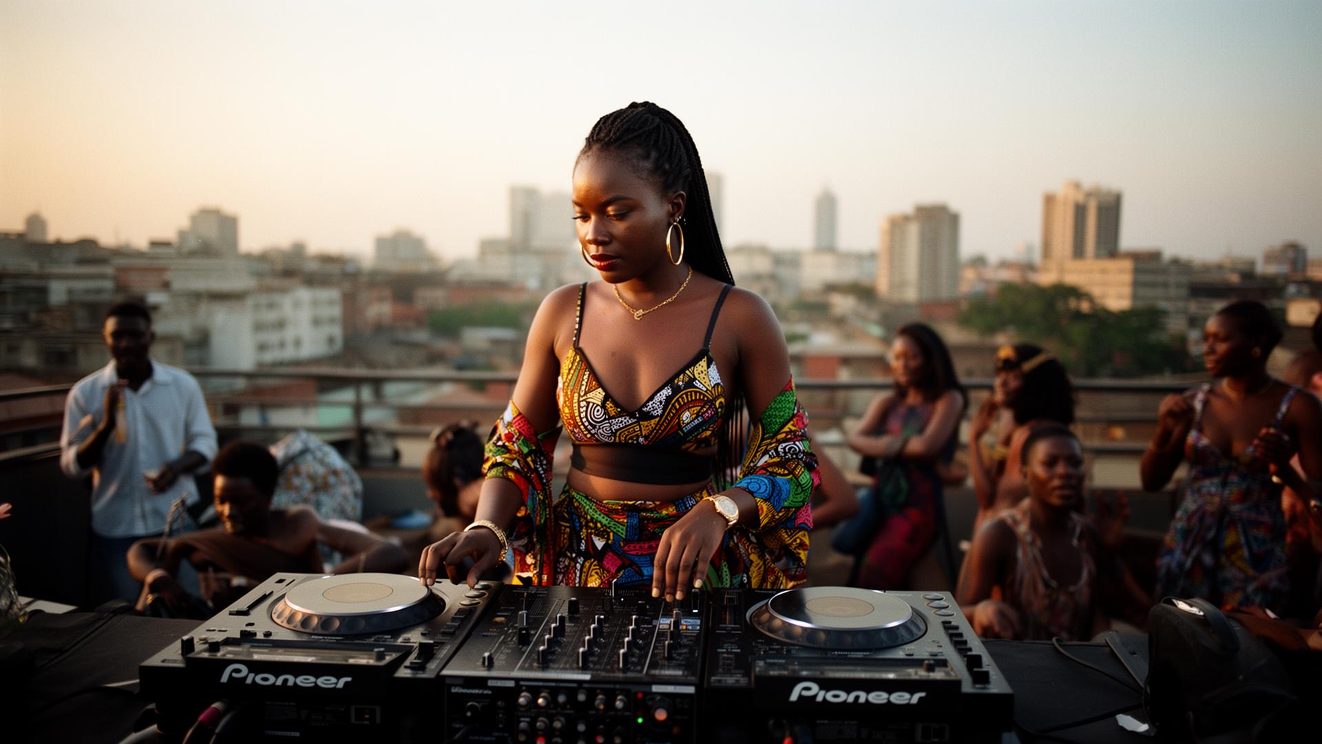 DJ on the decks at a Nairobi rooftop